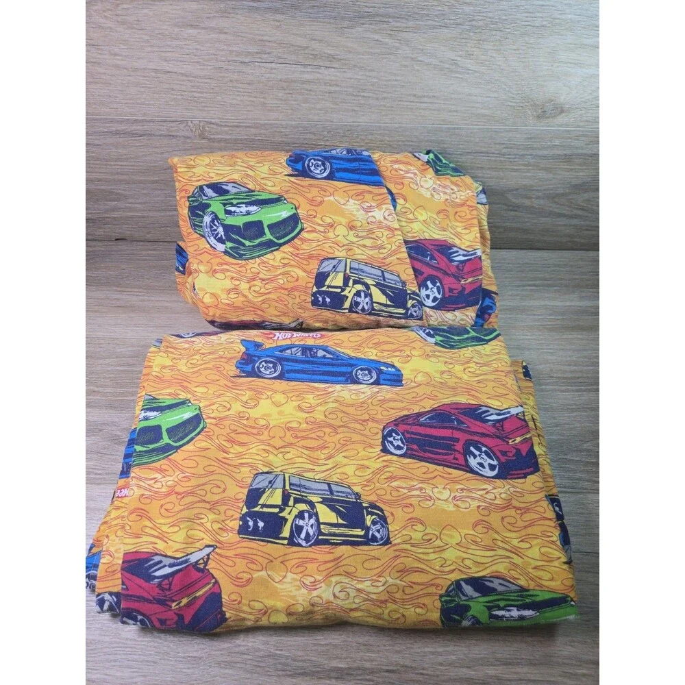 Vintage HOT WHEELS Sheet TWIN fitted & Flat Sheet set. Sewing crafty 90's